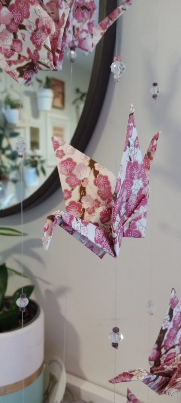 Mobile en origami (oiseaux roses) – Image 3