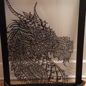 Cadre de papier découpé - Dragon