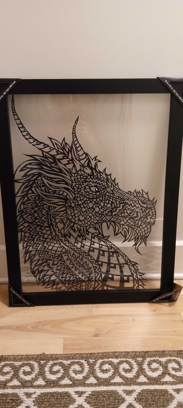 Cadre de papier découpé - Dragon