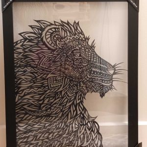 Cadre de papier découpé - Lion