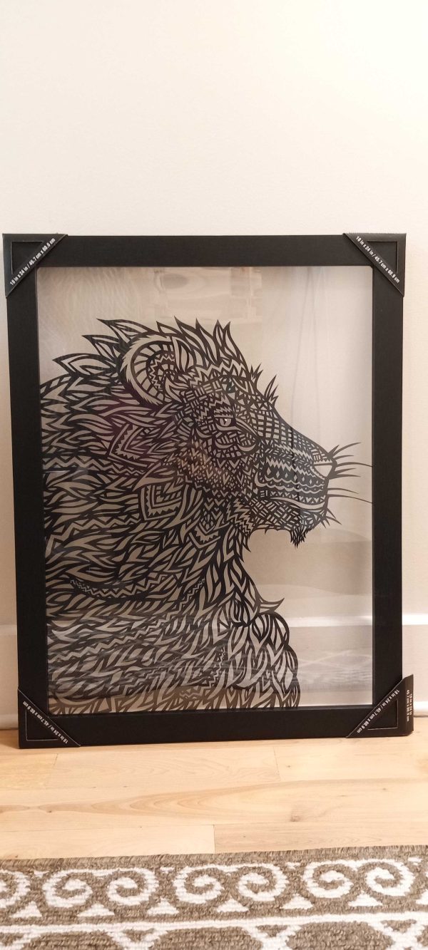 Cadre de papier découpé - Lion