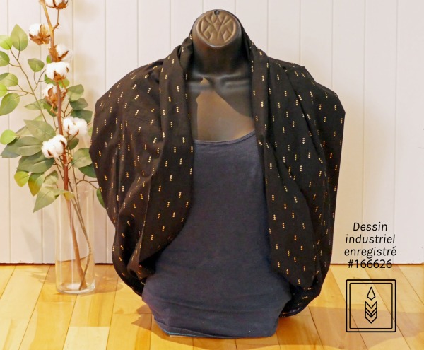 Foulard infini en coton noir aux motifs de flèches dorées – Image 4
