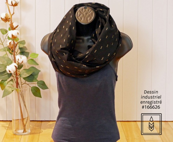 Foulard infini en coton noir aux motifs de flèches dorées – Image 2