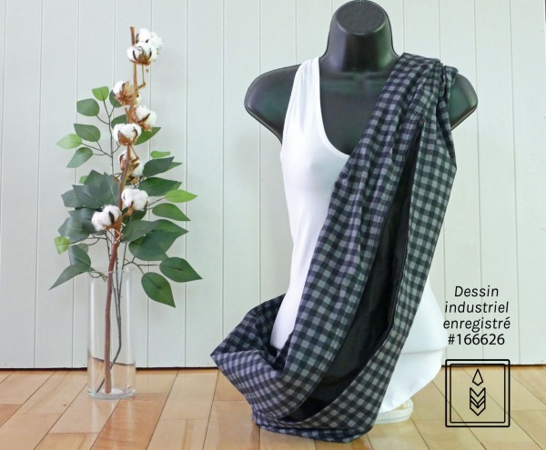 Foulard en 100% coton carreauté gris et noir – Image 5