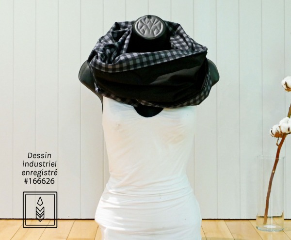 Foulard en 100% coton carreauté gris et noir