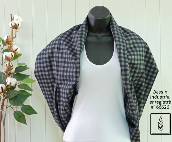 Foulard en 100% coton carreauté gris et noir – Image 6