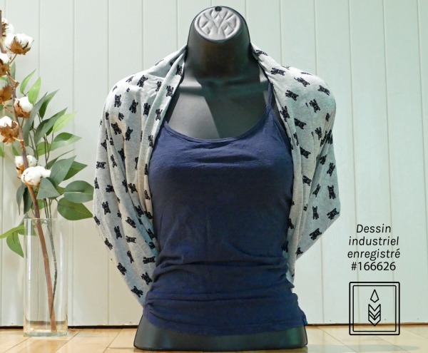 Foulard infini en bambou gris aux motifs de chiens – Image 7