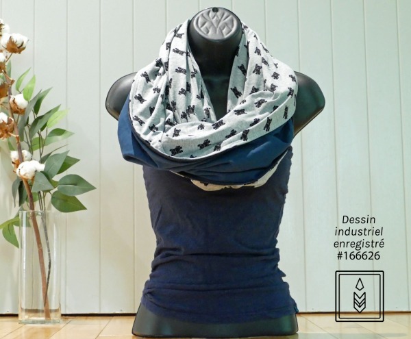 Foulard infini en bambou gris aux motifs de chiens – Image 4