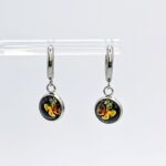 Boucles d'oreilles pendantes - images sous verre rondes (GL-AM 23-01-7) – Image 2