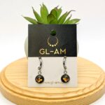 Boucles d'oreilles pendantes - images sous verre rondes (GL-AM 23-01-7) – Image 3