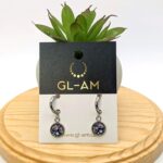 Boucles d'oreilles pendantes - images sous verre rondes (GL-AM 23-01-7) – Image 7