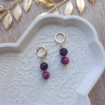 Boucles d'oreilles en Zoisite rose et verte