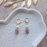 Boucles d'oreilles en Rhodonite et perles d'eau douce – Image 2