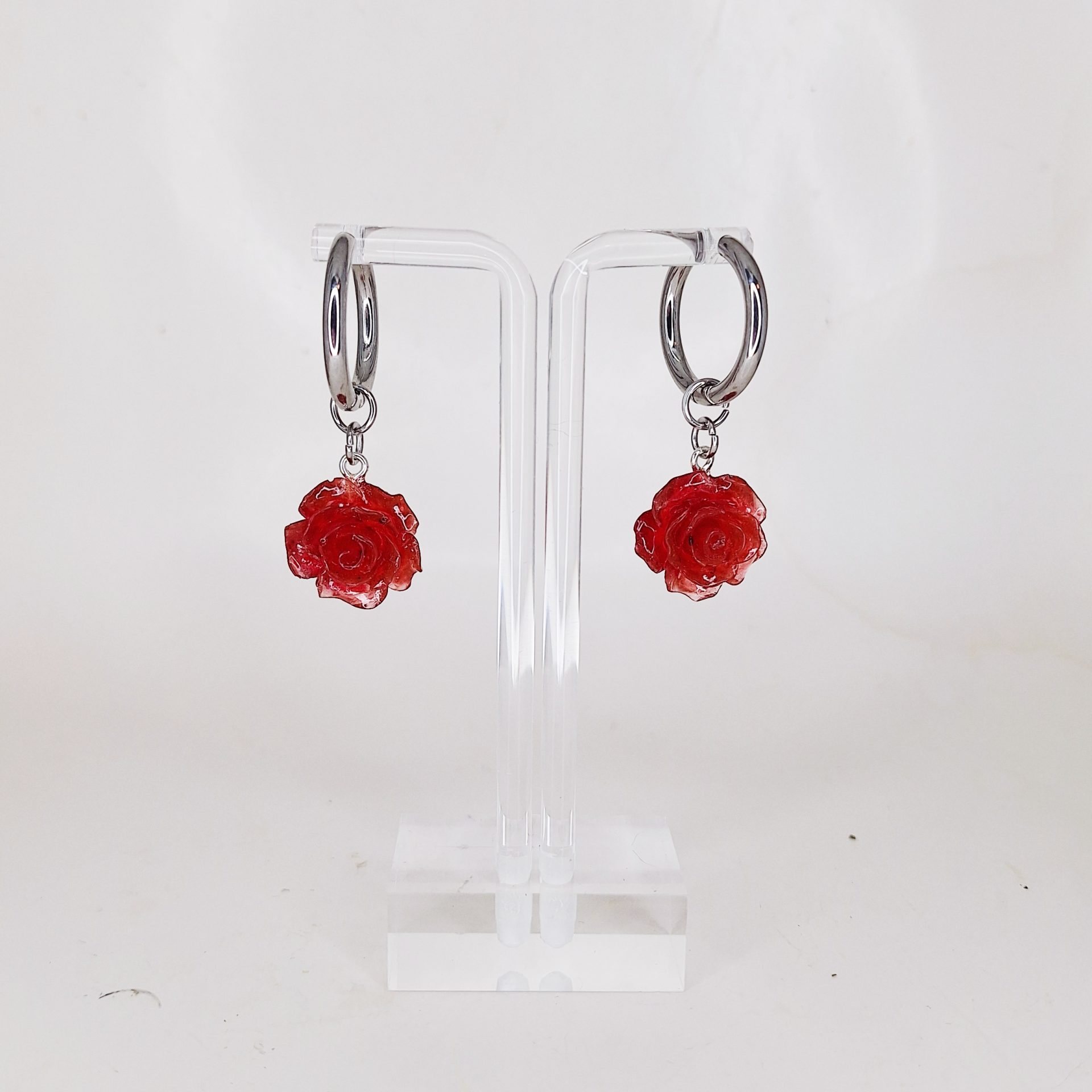 Boucles d'oreilles Rose Rouge