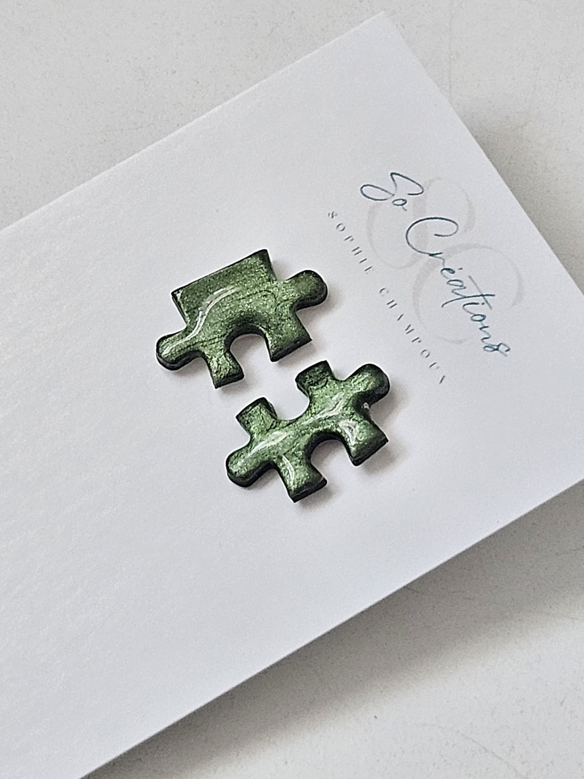 Boucles d'oreilles puzzle vertes