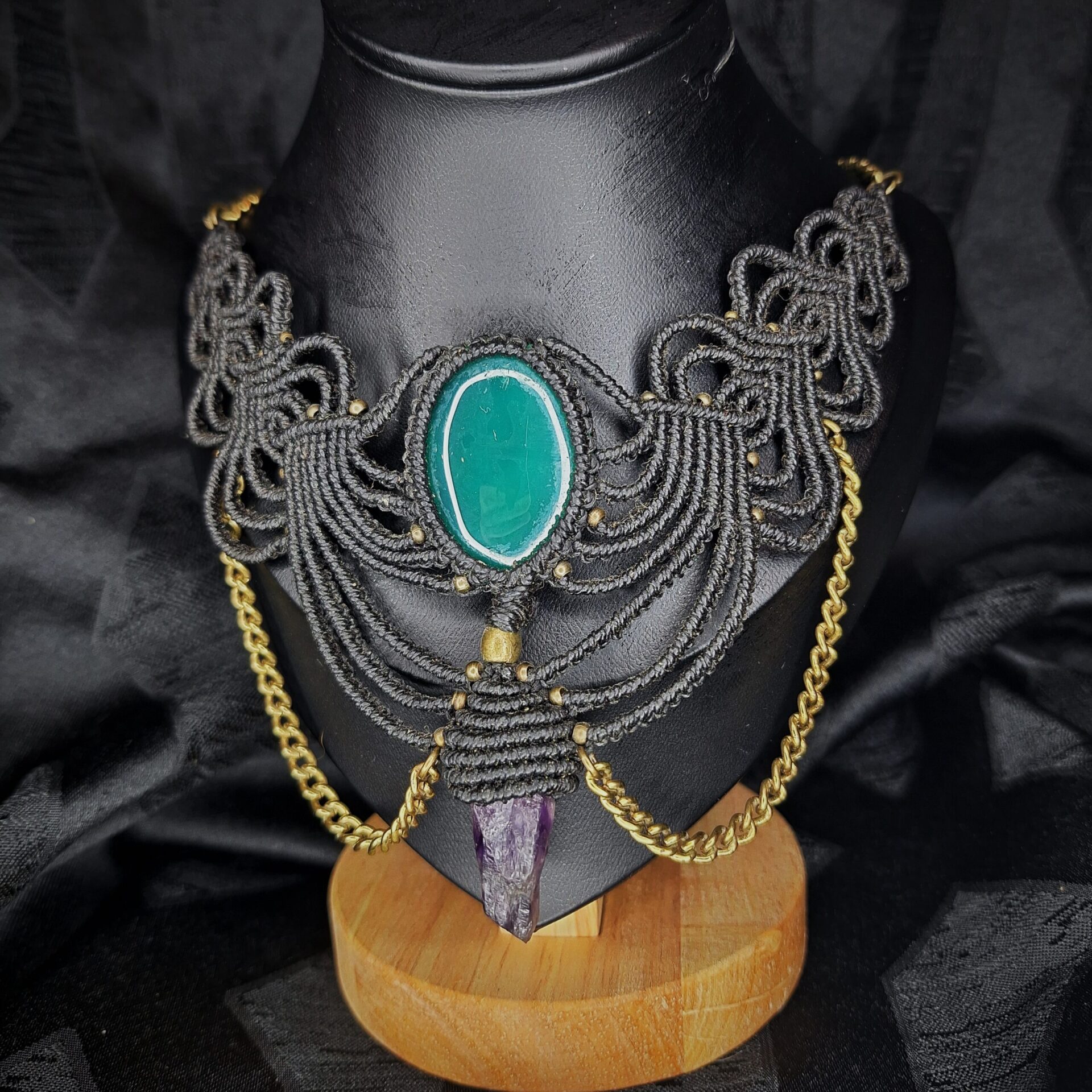 Collier Onyx Verte et Améthyste