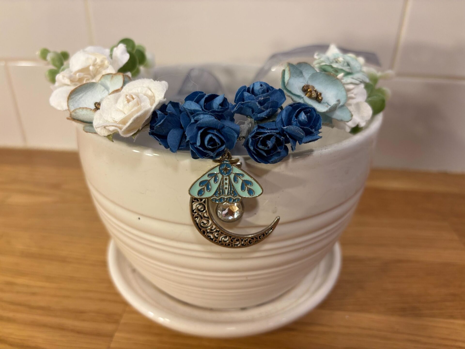 Diadème elfique lune et papillon (75$)