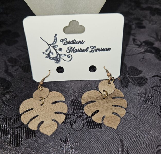 Boucles d'oreilles placage de bois