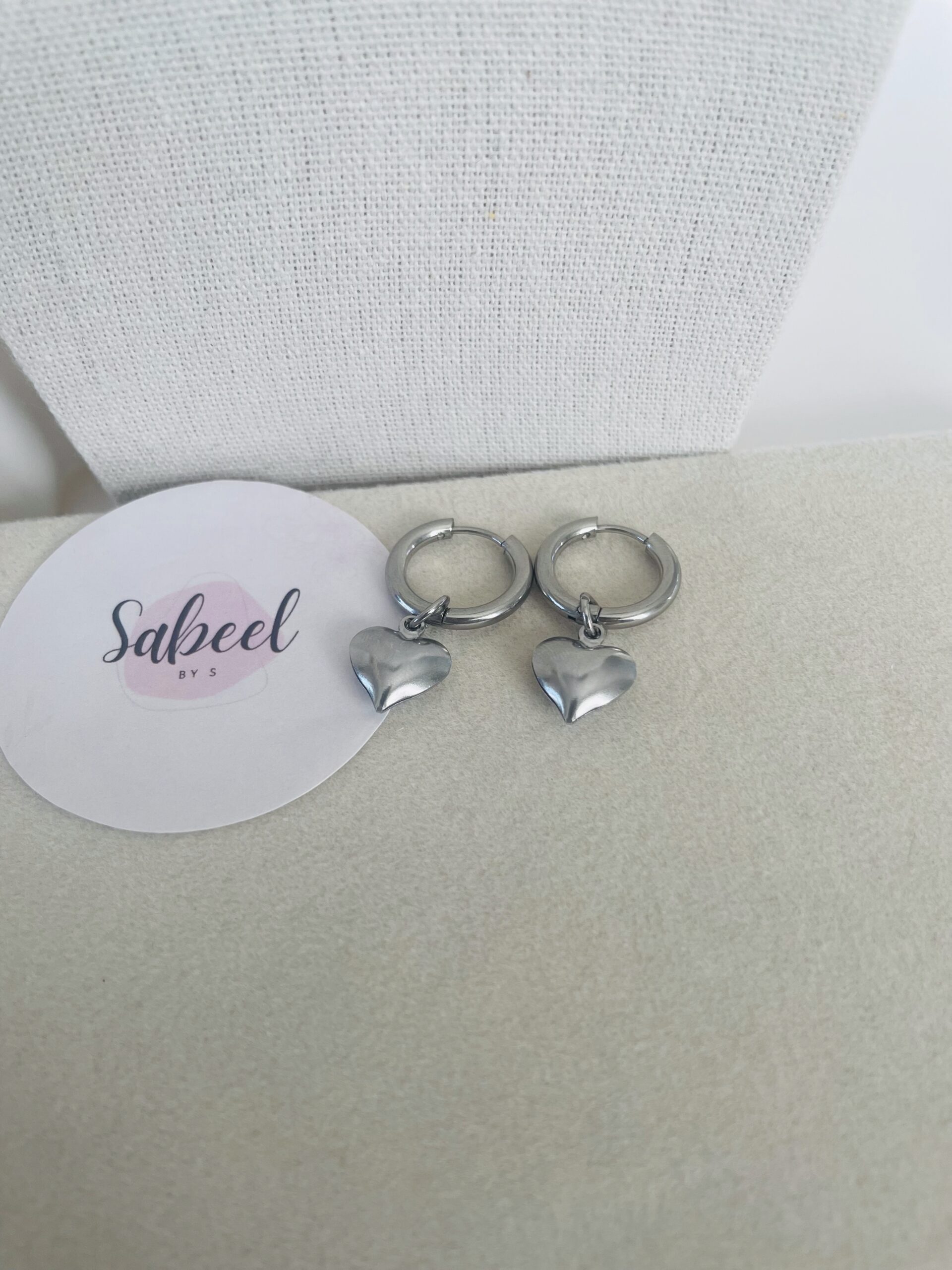 Boucles d'oreilles coeur argenté