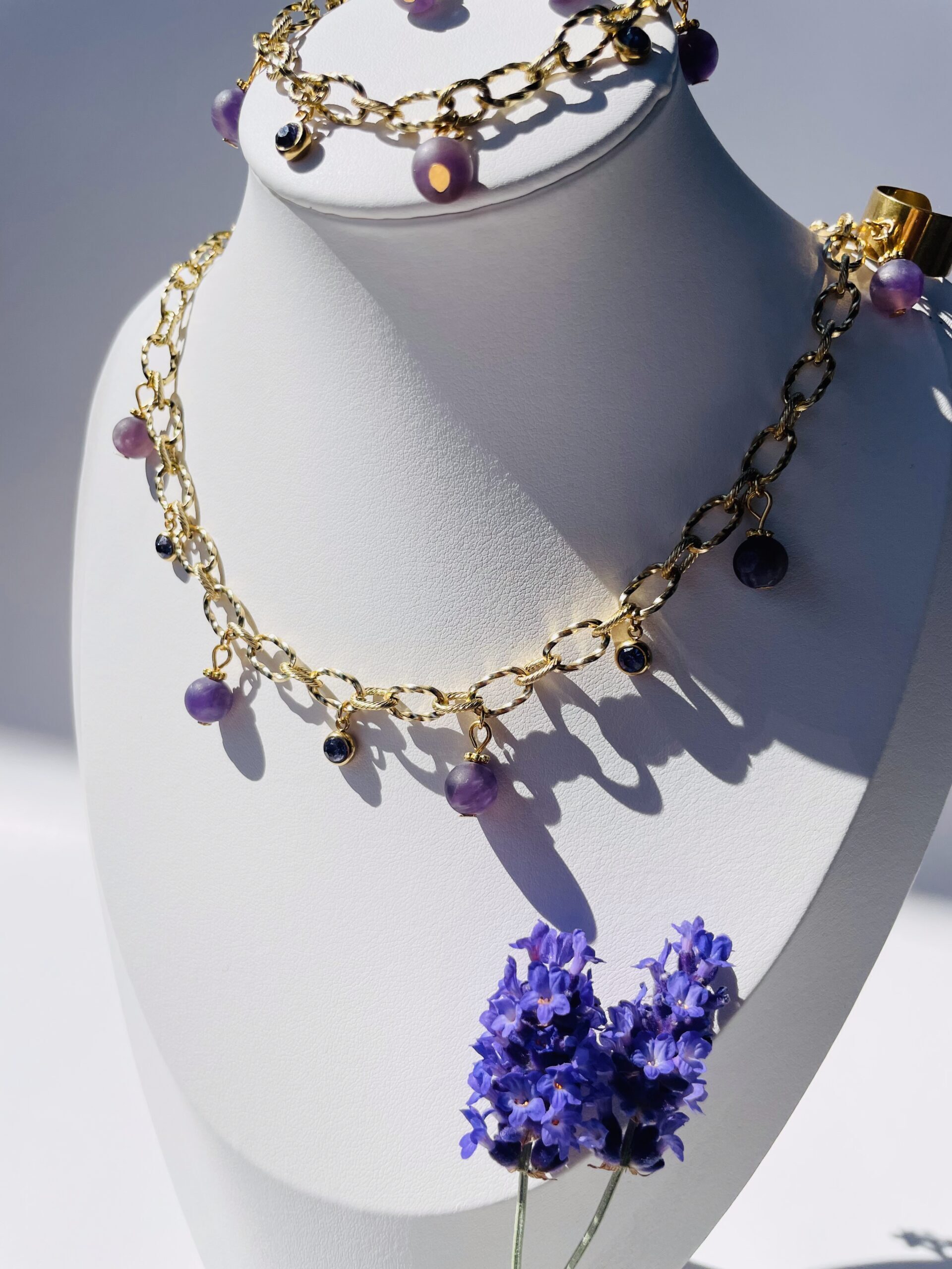 Collier lavande en acier inoxydable – Image 2