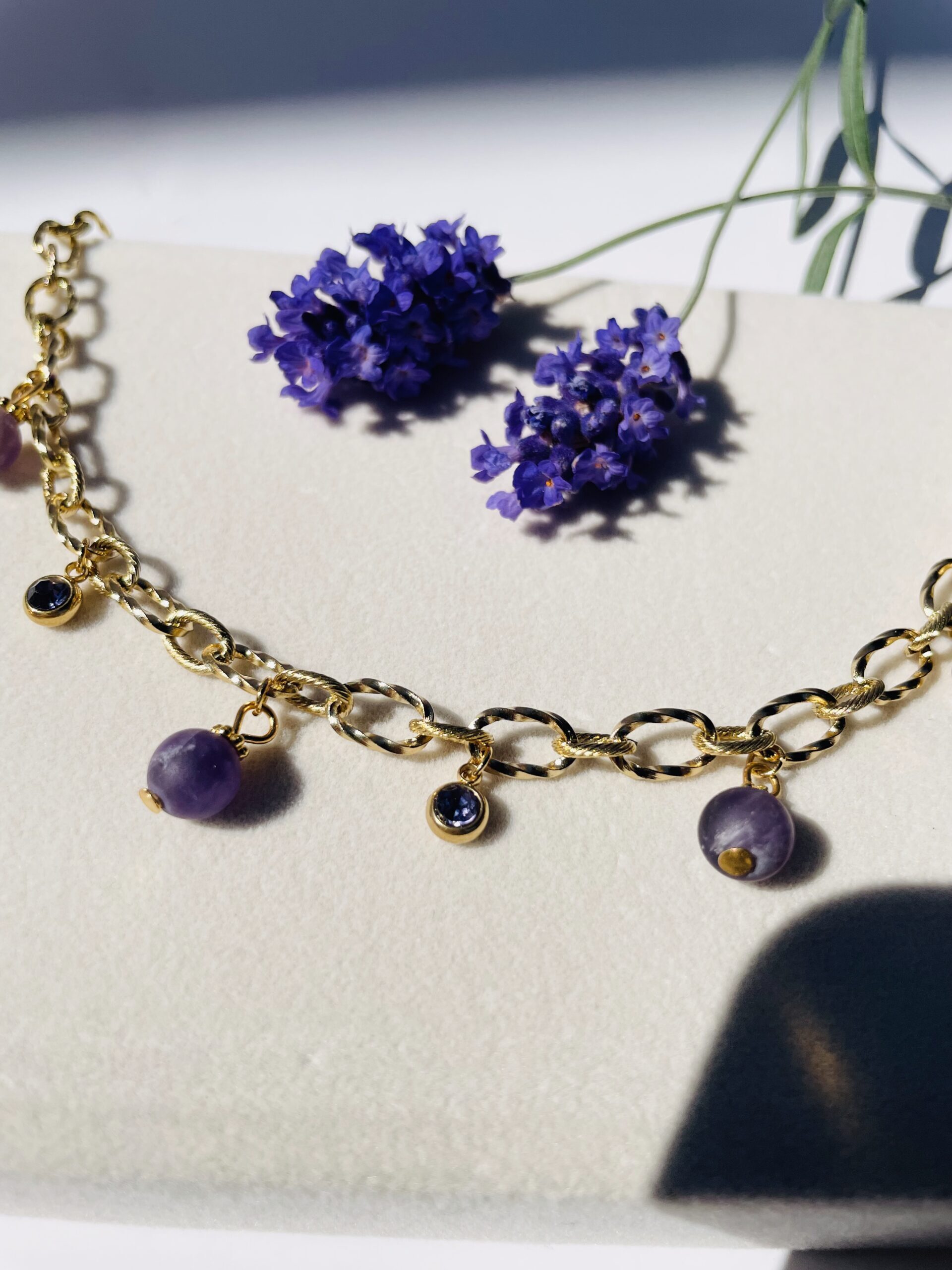 Collier lavande en acier inoxydable – Image 3