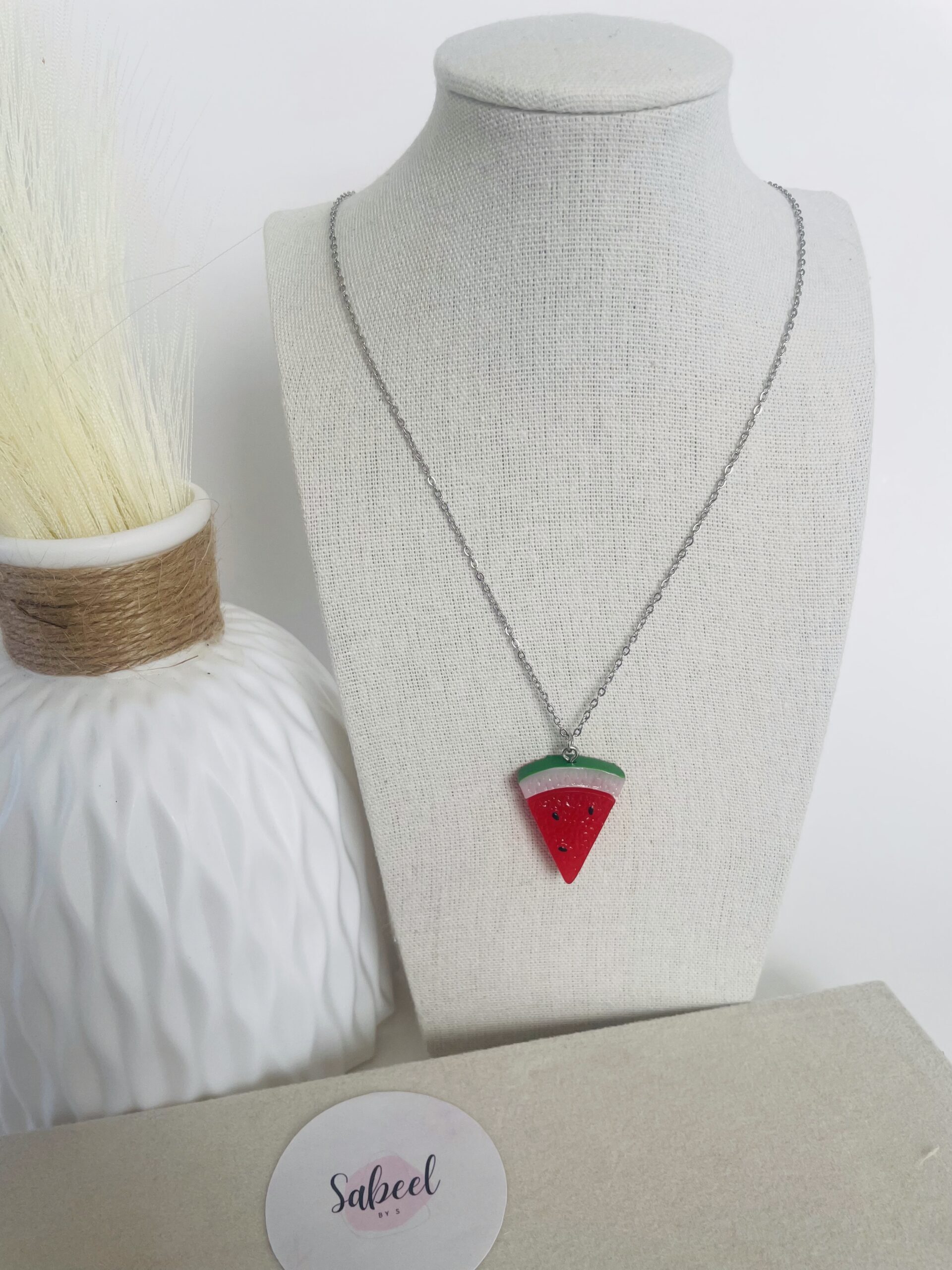 Collier argenté pastèque