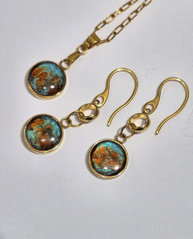 Ensemble Les nébuleuses dorées #8 | Collier et boucles