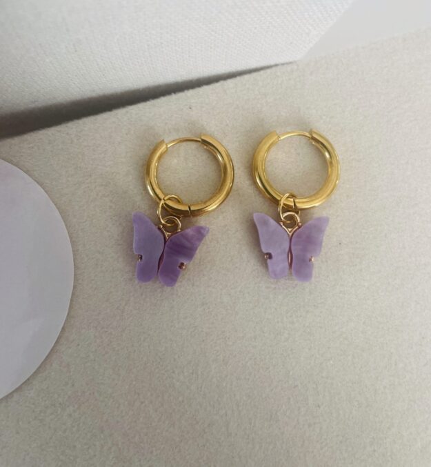 Boucles d'oreilles papillon violet