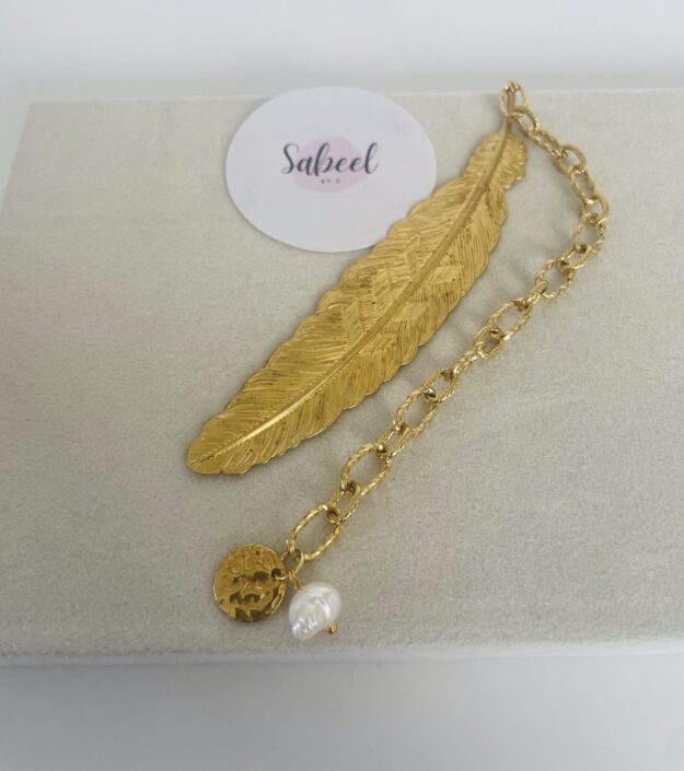 Marque page acier inox perle d'eau douce