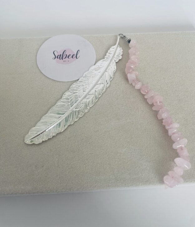 Marque page galet rose