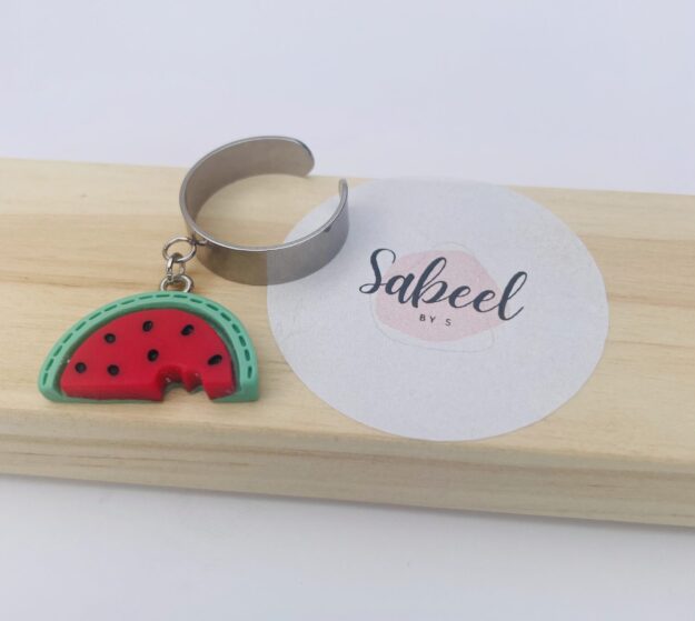 bague acier argenté watermelon