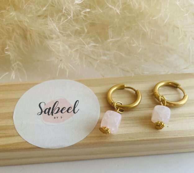 Boucles d'oreilles pierre rose