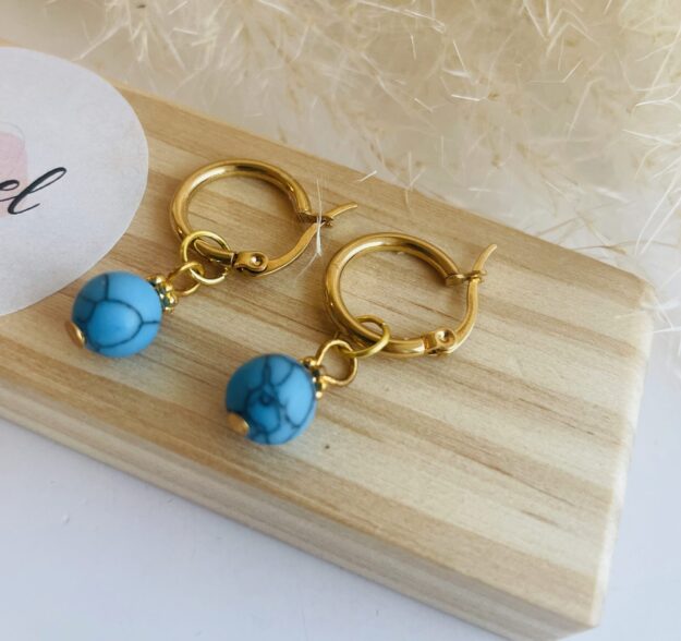 Boucles d'oreilles pierre bleue turquoise