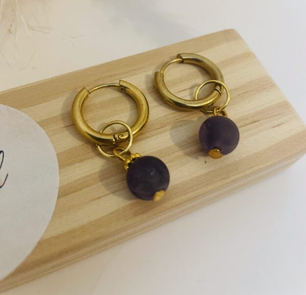 Boucles d'oreilles pierre violette