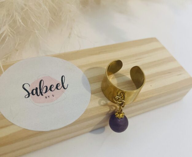 bague avec cham pierre naturelle violette