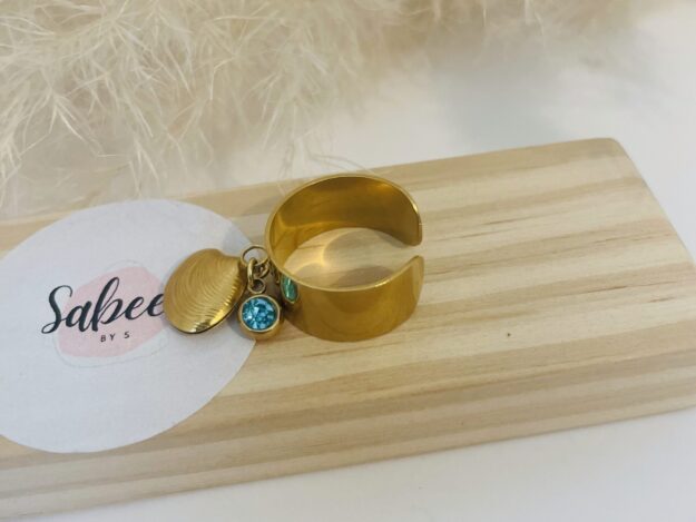 Bague double charm coquillage et strass