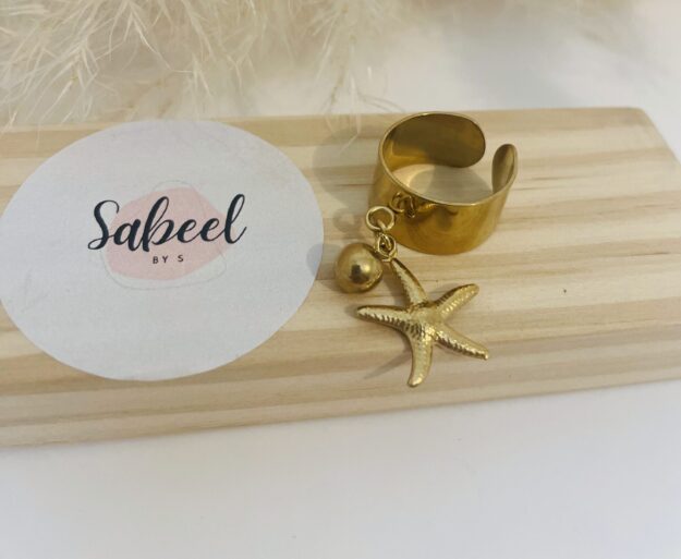 Bague étoile de mer et boule