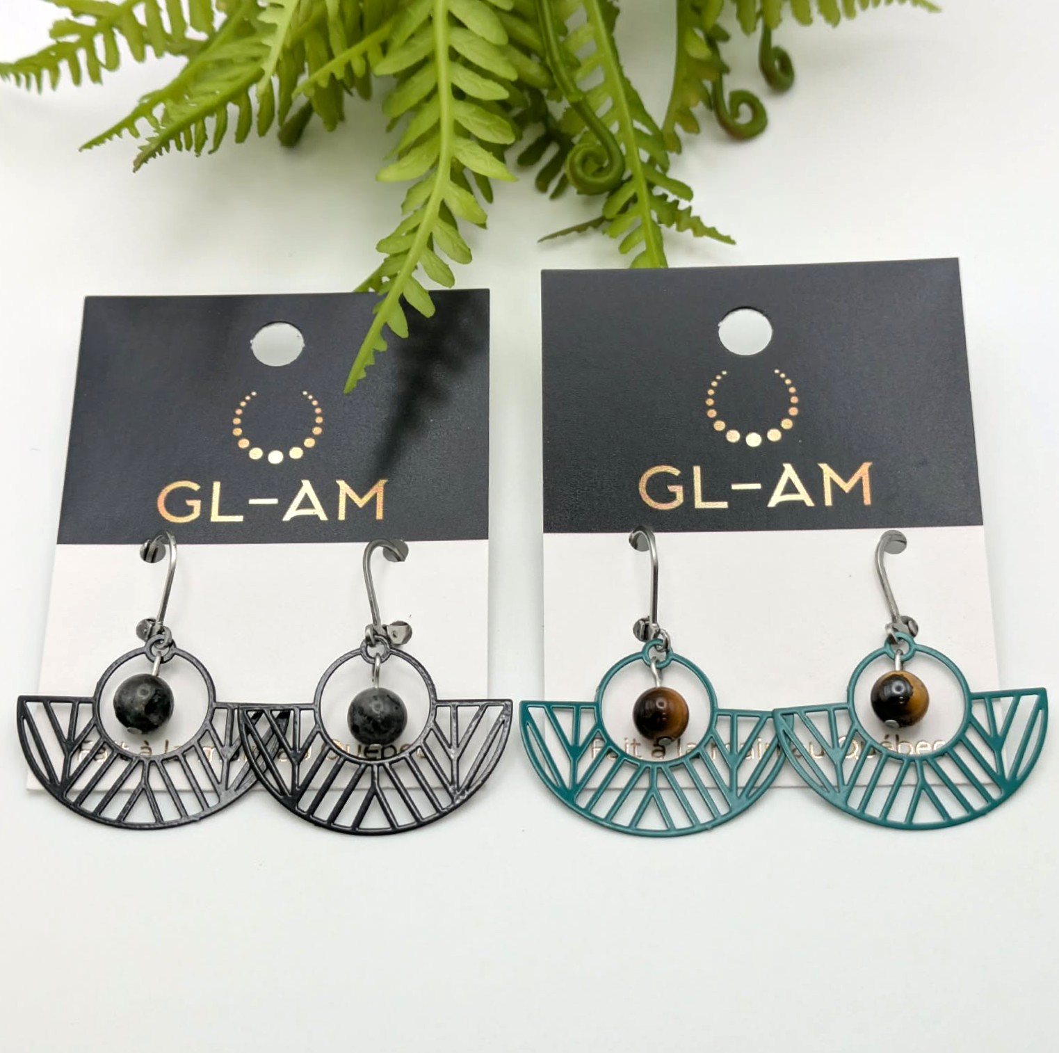 Boucles d'oreilles pendantes - Pierres (GL-AM)