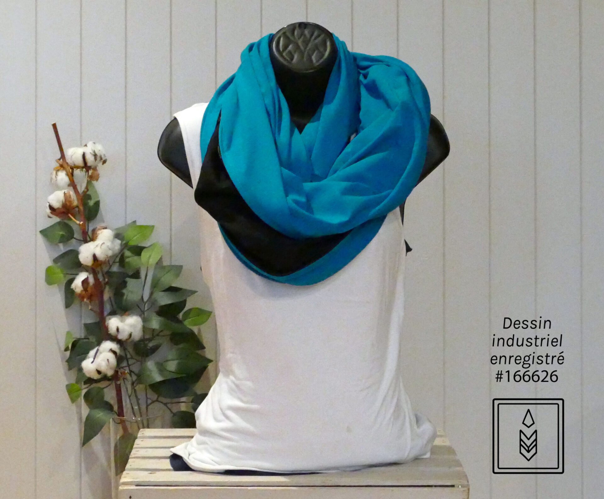 Foulard infini turquoise en bambou