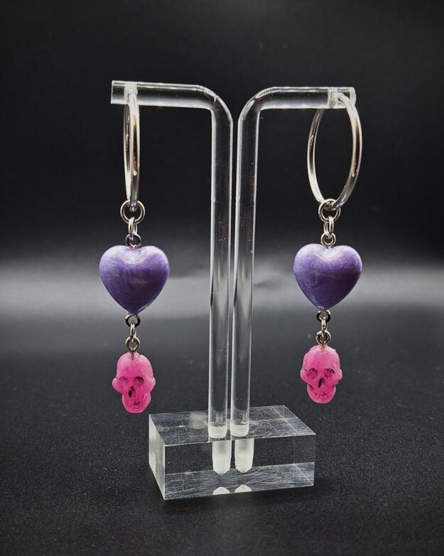 Boucles d'oreilles Coeurs et Crânes