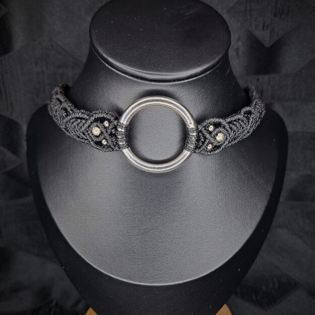 Choker Noir Classique Argent