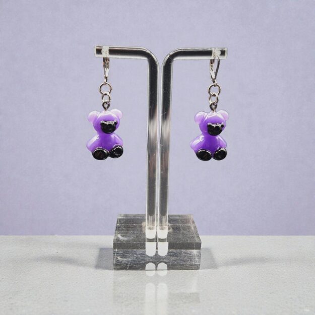 Boucles d'oreilles Oursons Mauves